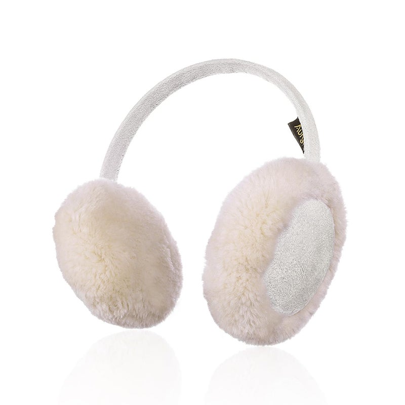 Aurya Kids Classic Ear Warmers/Earmuffs-Winter Faux Fur Warm Ear Muffs for Boys and Girls (Off-white) - Image 1